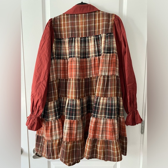 Plaid Block Fall Thanksgiving Shirt Dress (Sold Out Style) Size Large - Picture 2 of 9